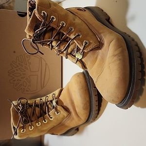 Timberland Women's Authentic Roll Top Lace Up Ankle Boots Wheat Leather Size 7.5